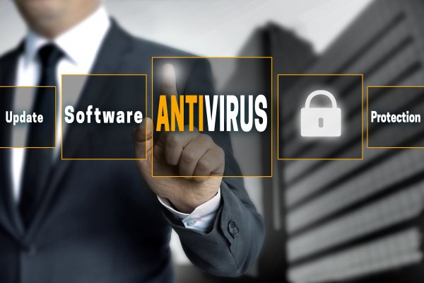 man in suit pointing nativirus lock protection